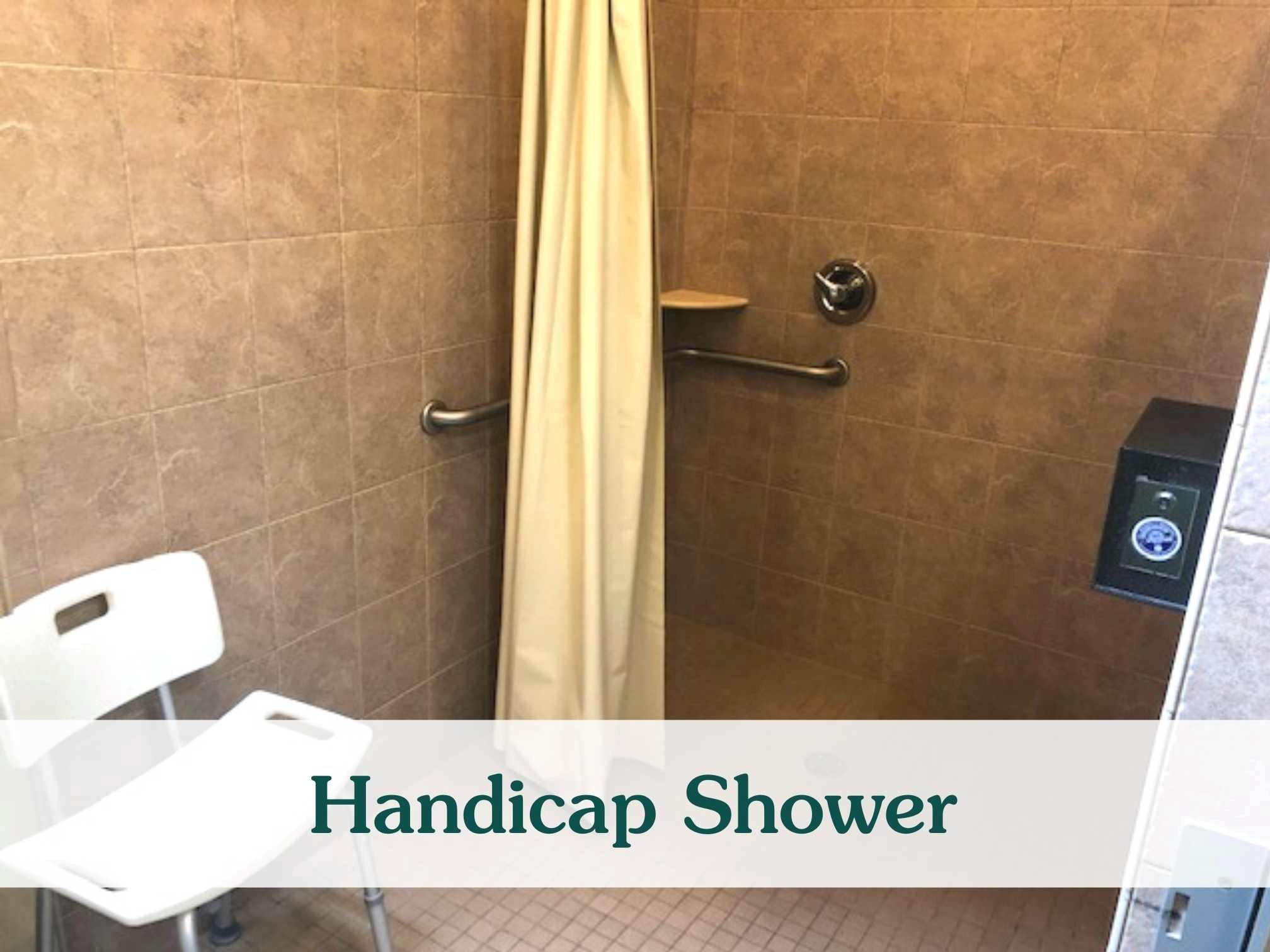 handicap shower with rail