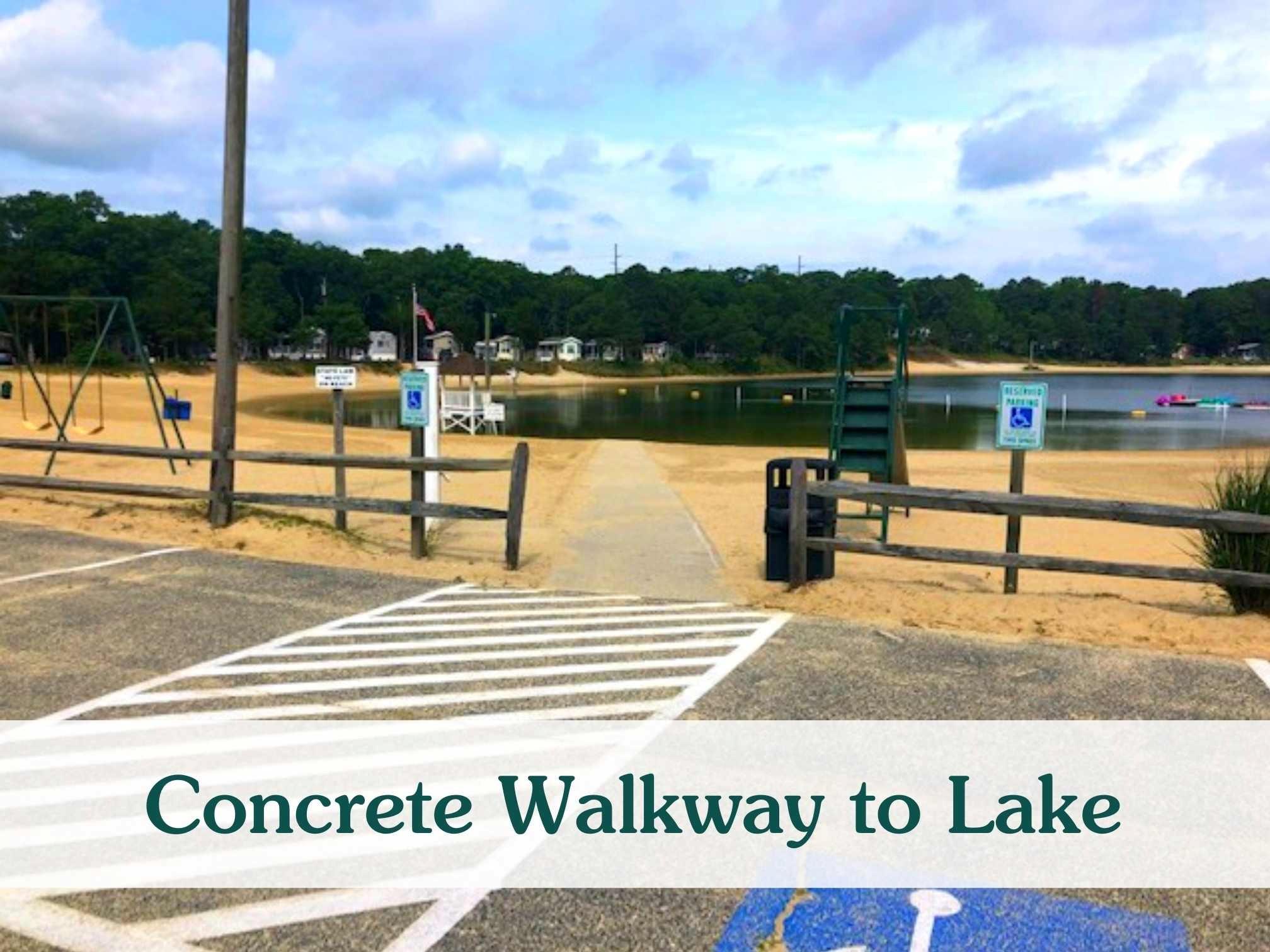 concrete walkway to ovr lake