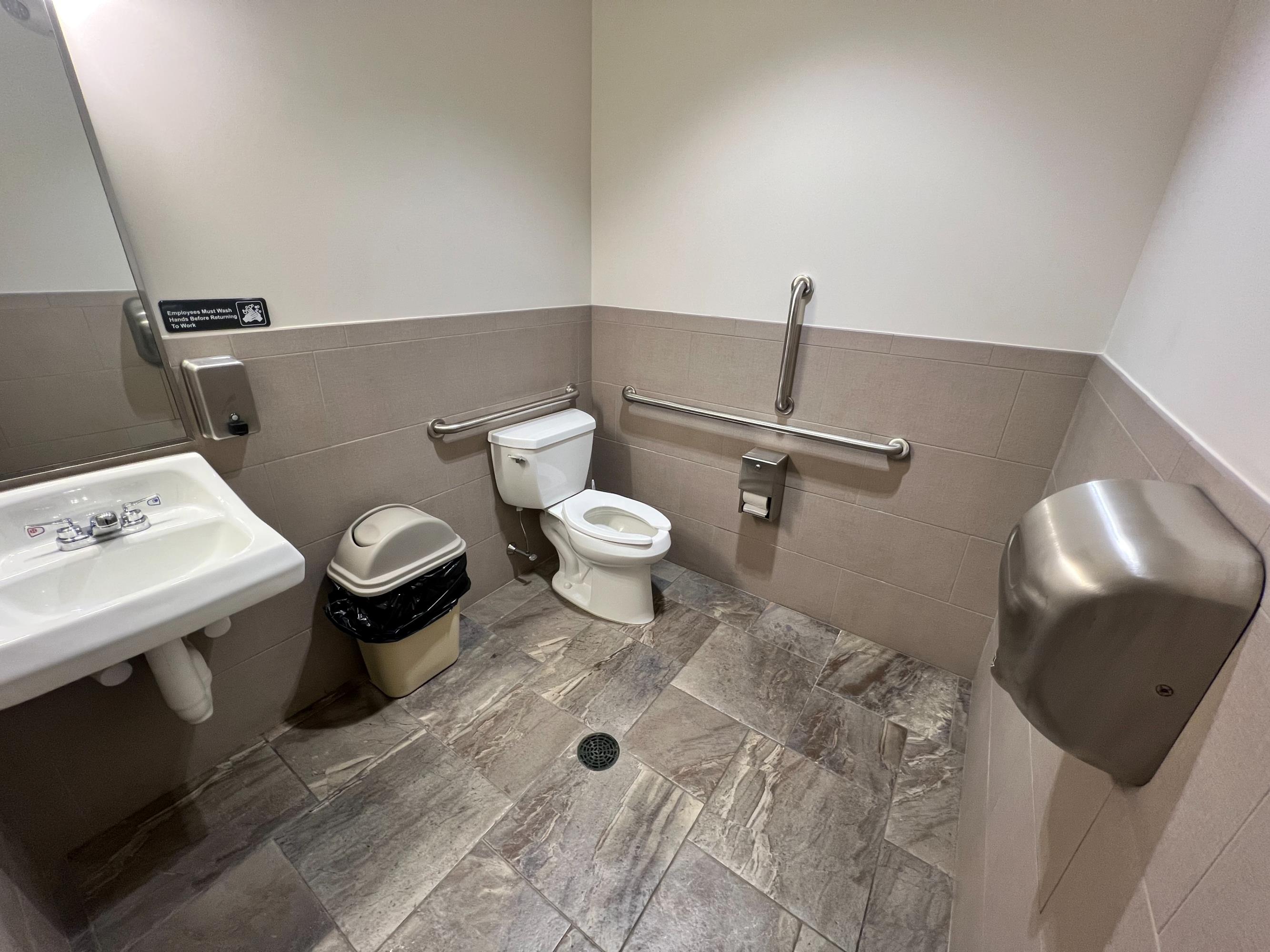 bathroom with handicap features